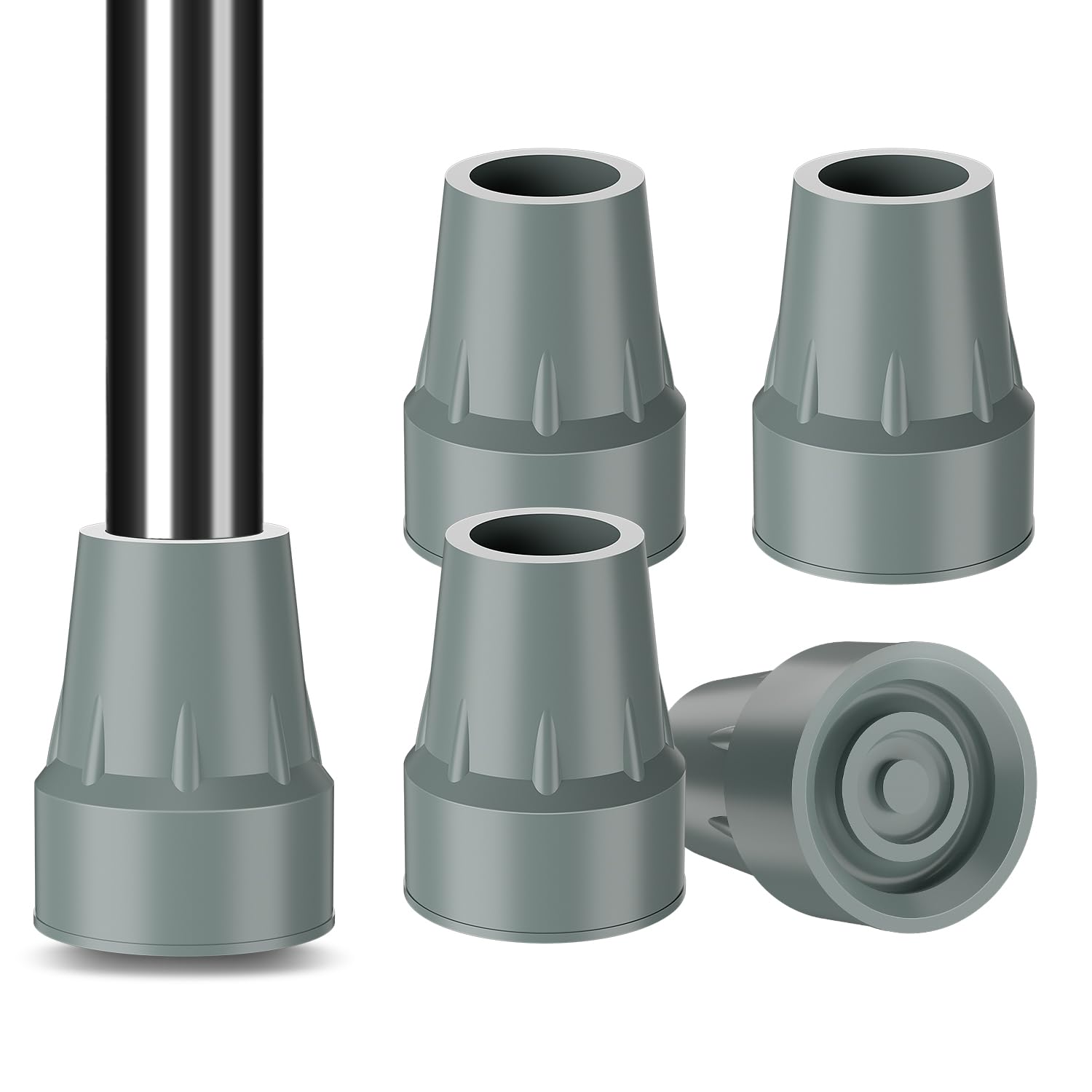 supregear 7/8" Rubber Ferrules for Crutches & Walking Sticks (4 X 22mm), Heavy Duty Rubber End Caps Stoppers Tips for Crutches 7/8 inch