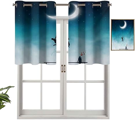 Hiiiman Cenefa corta recta para niños escalando a la luna con cuerda y