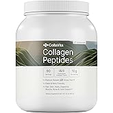 CollaVita Collagen Peptides Powder (3 Month Supply) Grass-Fed Pasture-Raised Hydrolyzed Collagen Powder, Type I & III Hair, Nails, Skin & Joints, Non-GMO, Paleo & Keto, Unflavored, 32 oz. 90 Servings