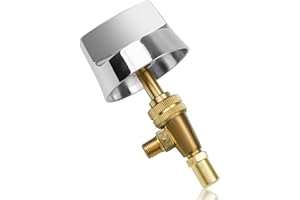 TAVASKI Propane Gas Control Valve 0.047" Orfice with Chromed Steel Control Knob, Natural Brass Propane Gas Control Valve for Hotel Commercial Kitchen, Stem Length 1.4"