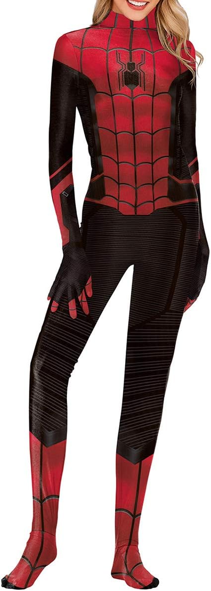 QQWE Spiderman Far From Home Cosplay Costume Women Man DC Hero Fancy Dress Clothing Superhero Spider-Man Christmas Halloween Show Bodysuit Jumpsuits,A-M