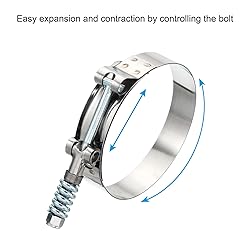 PATIKIL T-Bolt Hose Clamps with Spring, 2 Pack