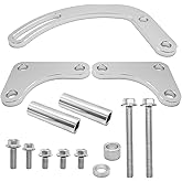 DUZFOREI SBC Power Steering Pump Polished Aluminum Alloy Bracket Adjustable Replacement for Chevy 350 Small Block LWP Replace