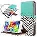 ULAK Galaxy S5 Case, Premium Synthetic Leather Wallet Case Stand Feature Magnet Flip Cover for Samsung Galaxy SV I9600 with Built-in Credit Card/ID Card Slots (Follow The Sky)