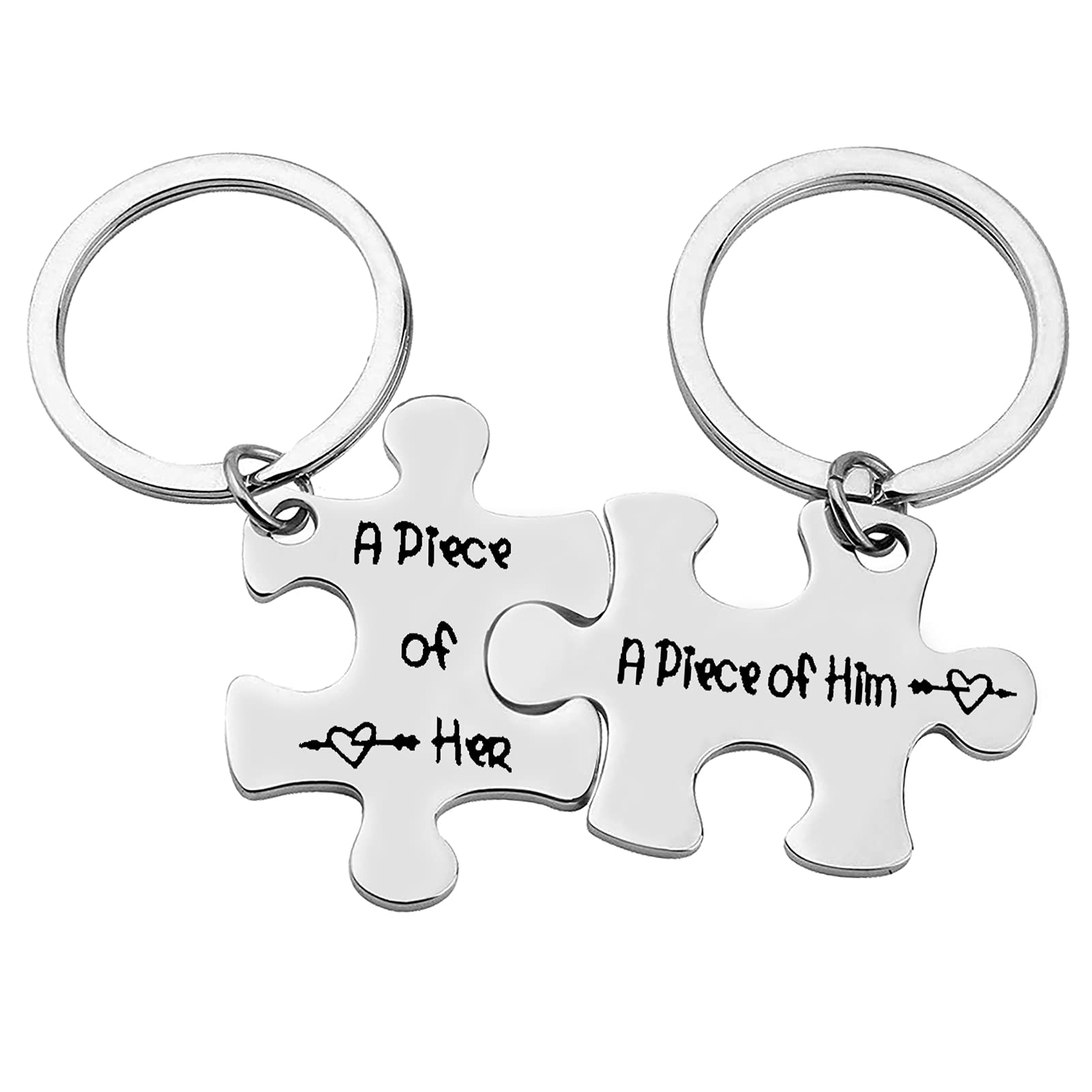 Ximalun Valentines Day Gifts for Couples Anniversary Keyring Gifts for Boyfriend Girlfriend Husband Wife A Piece of Him A Piece of Her Keyring Set Christmas Birthday Wedding Gift