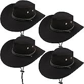 4 Pack Adult Cowboy Hat Wide Brim Faux Felt Leather Western Cowboy Hat for Men Women Cowboy Costume Accessories Party Supplies