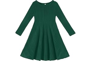 NARPLO Toddler Girls Dresses Long Sleeve Toddler Dress Baby Sweater Ribbed Knit Dresses for Girls Fall Winter Fashion Dress