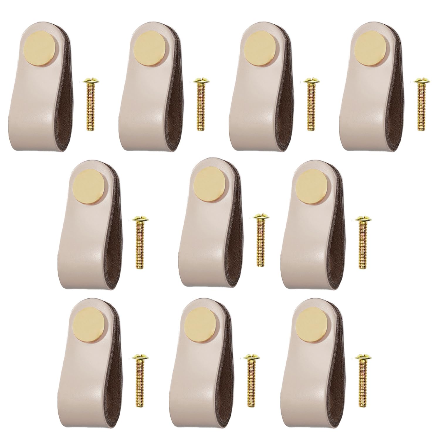 HNJKJEU 10 Pcs Leather Furniture Knobs - Cabinet Drawer Handles Kitchen Bathroom Furniture Knobs (#0261)