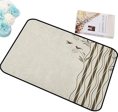 Amazon ペットドアマットネイチャーアブストラクト波状の渦巻く木の枝葉と小鳥イラスト素早く簡単に掃除できるw Xl31 60x40cm 玄関マット オンライン通販