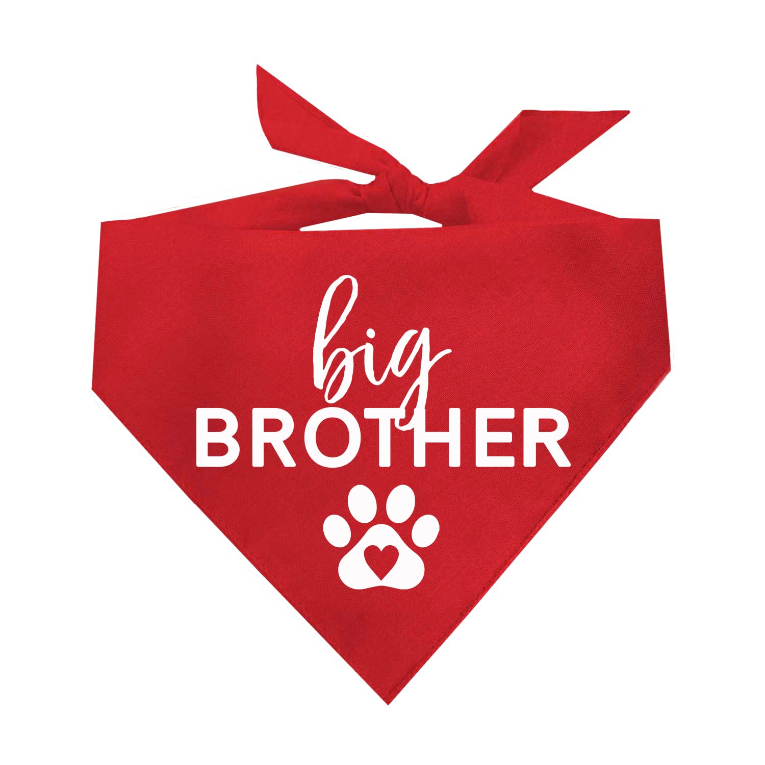 Big Brother Heart Paw Dog Bandana | 100% Cotton Adjustable Triangle | Pregnancy Announcement Photoshoot Prop | New Baby | Made in USA | Matching Family | Red One Size (87)