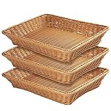 15.7" Poly-Wicker Bread Basket,Woven Tabletop Food