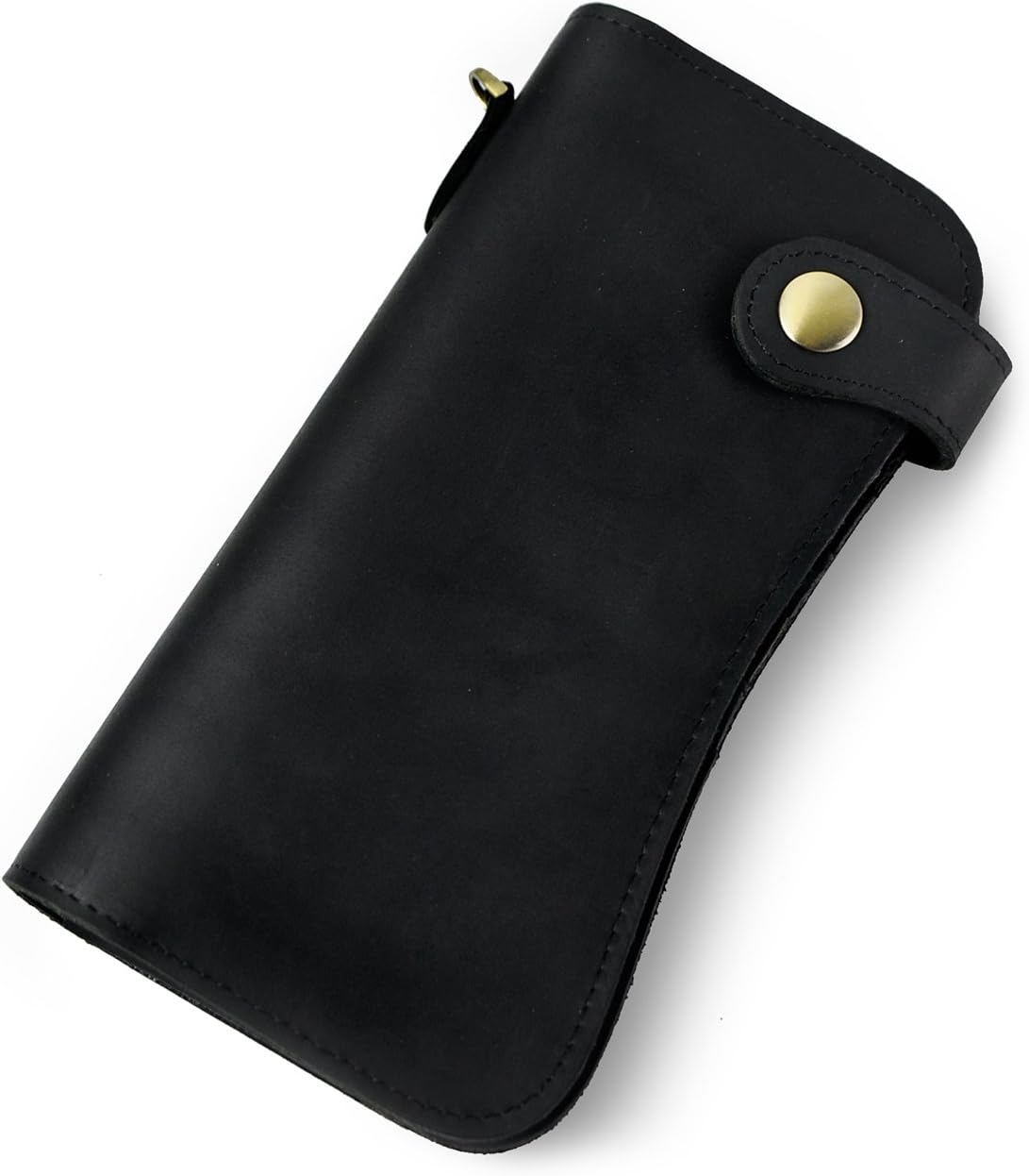 Le'aokuu Mens Genuine Leather Bifold Wallet Organizer Checkbook Iron Chain 1088 The Black - Image 4