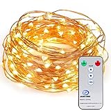 String Lights, Kohree 40ft 120LEDs Copper Wire Lights Seasonal Decor Rope Lights With Remote Control & UL Certified 3.5V Power Adapter For Christmas Holiday Wedding Parties,Warm White