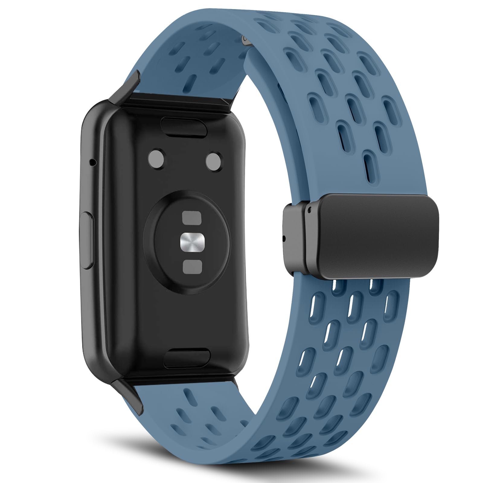 MaEiol Strap Compatible with Huawei Watch Fit Soft Breathable Magnetic Buckle Silicone Watch Bands Replacement Straps for Unisex - Blue