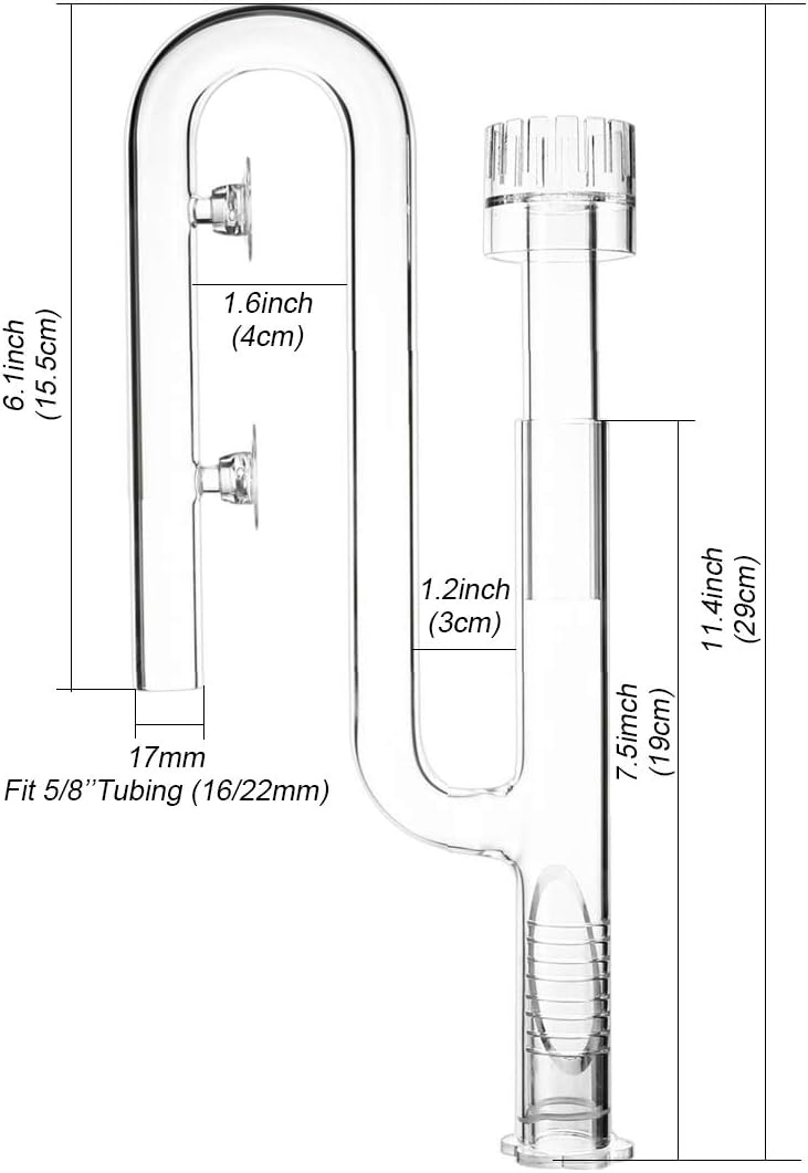 FZONE Aquatic Glass Lily Pipe Set including Skimmer Inflow and Outflow for Aquarium Filter 5/8''(16/22mm) Tubing - Image 3