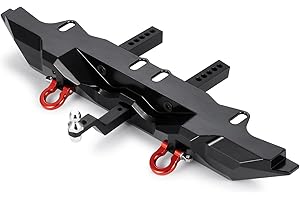 RCLIONS Aluminum Rear Bumper with Trailer Hitch D-Ring Shackles for TRX4 1/10th RC Crawler Car Upgrades Parts