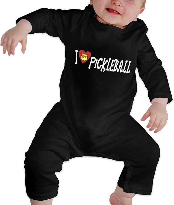 I Love Pickleball Baby Girls Boys Clothes Cute Outfit Jumpsuit Long Sleeve Romper