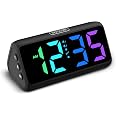 Netzu Digital Alarm Clock, RGB Loud Alarm Clocks for Bedrooms Heavy Sleepers Seniors Kids, Plug in Digital Clock with 5 Dimme