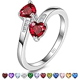Yaresul 1CT Adjustable Women Heart Ring 925 Sterling Silver Birthstone Rings for Women Promise Ring for her Simulated Gemstone Statement Stackable Band Width 2mm Open Size 5~9