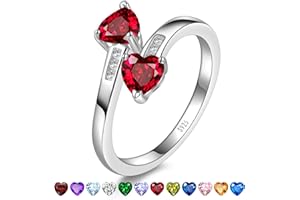 Yaresul 1CT Adjustable Women Heart Ring 925 Sterling Silver Birthstone Rings for Women Promise Ring for her Simulated Gemstone Statement Stackable Band Width 2mm Open Size 5~9