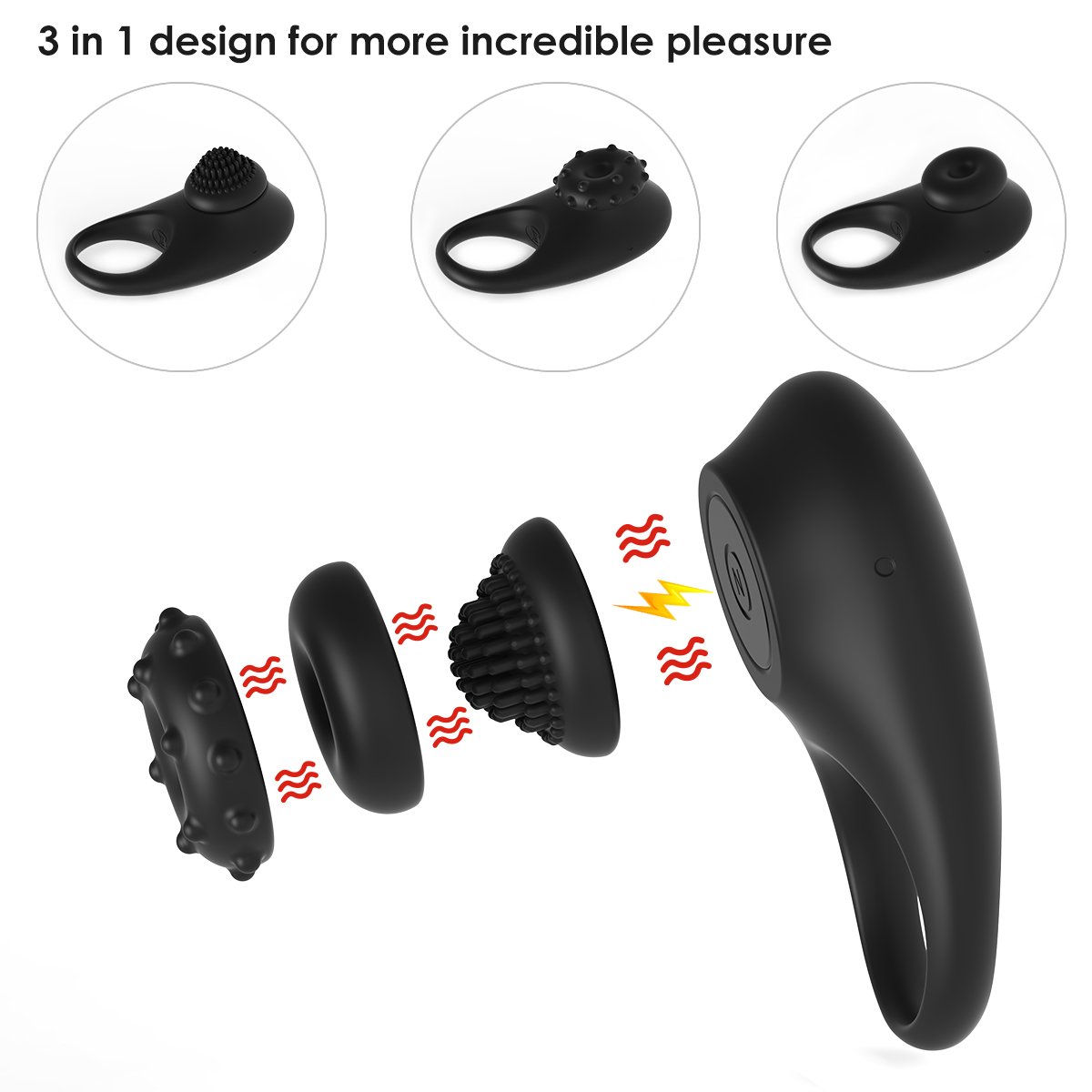 Penisring Vibratoren vibrierender Cockring Medizinisches Silikon Vibrationring 10 Modi Vibration IPX7 Wasserdicht - Starker Motor Penisvibratorring Vagina & Klitoris Stimulator Sexspielzeug für Männer und Paare