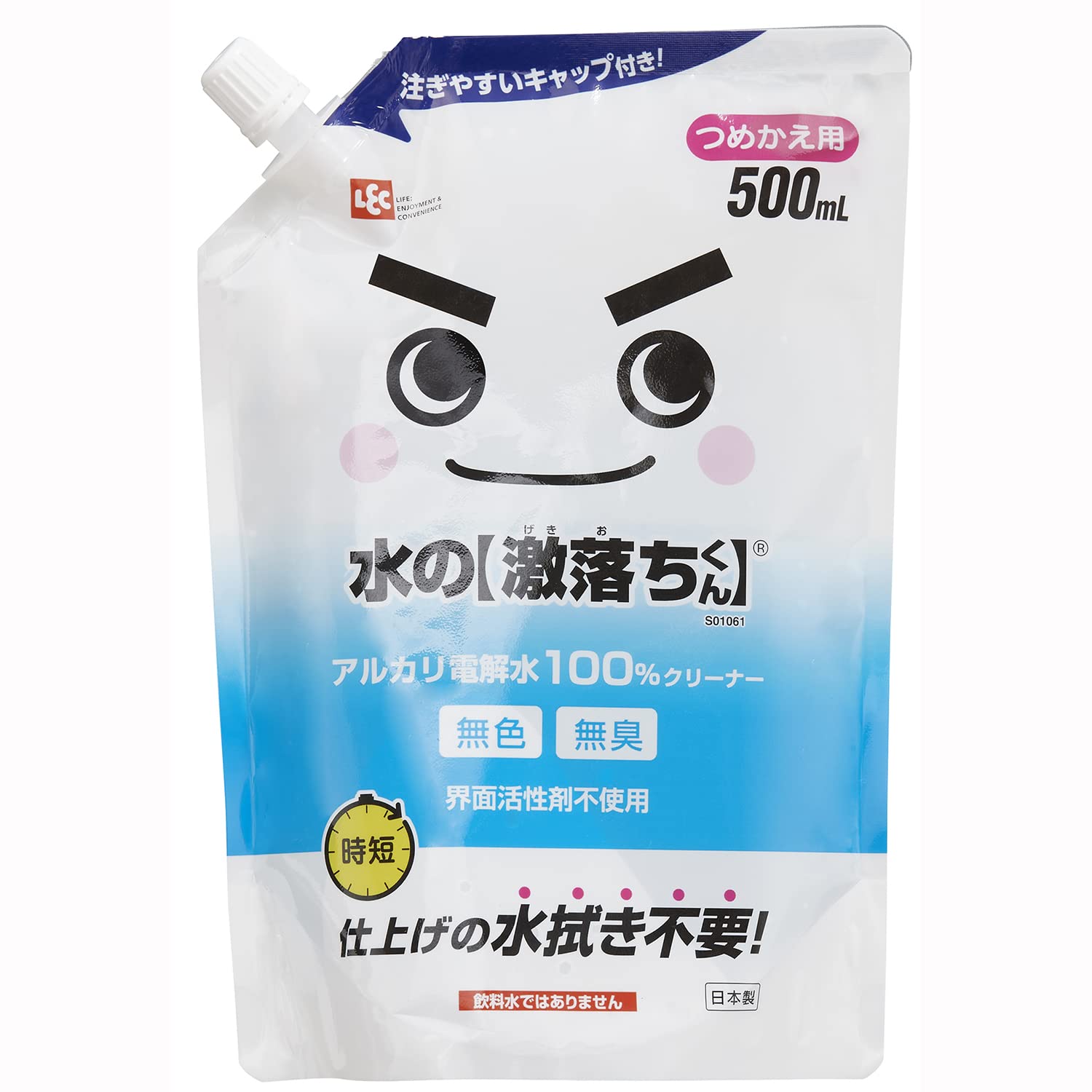 レック 水の激落ちくん 詰め替え用 500ml (洗浄・除菌・消臭) アルカリ電解水 安心 安全 2度拭き不要商品画像
