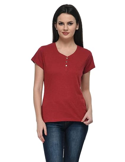 Women Cotton slub Henley Top(XS-4XL)