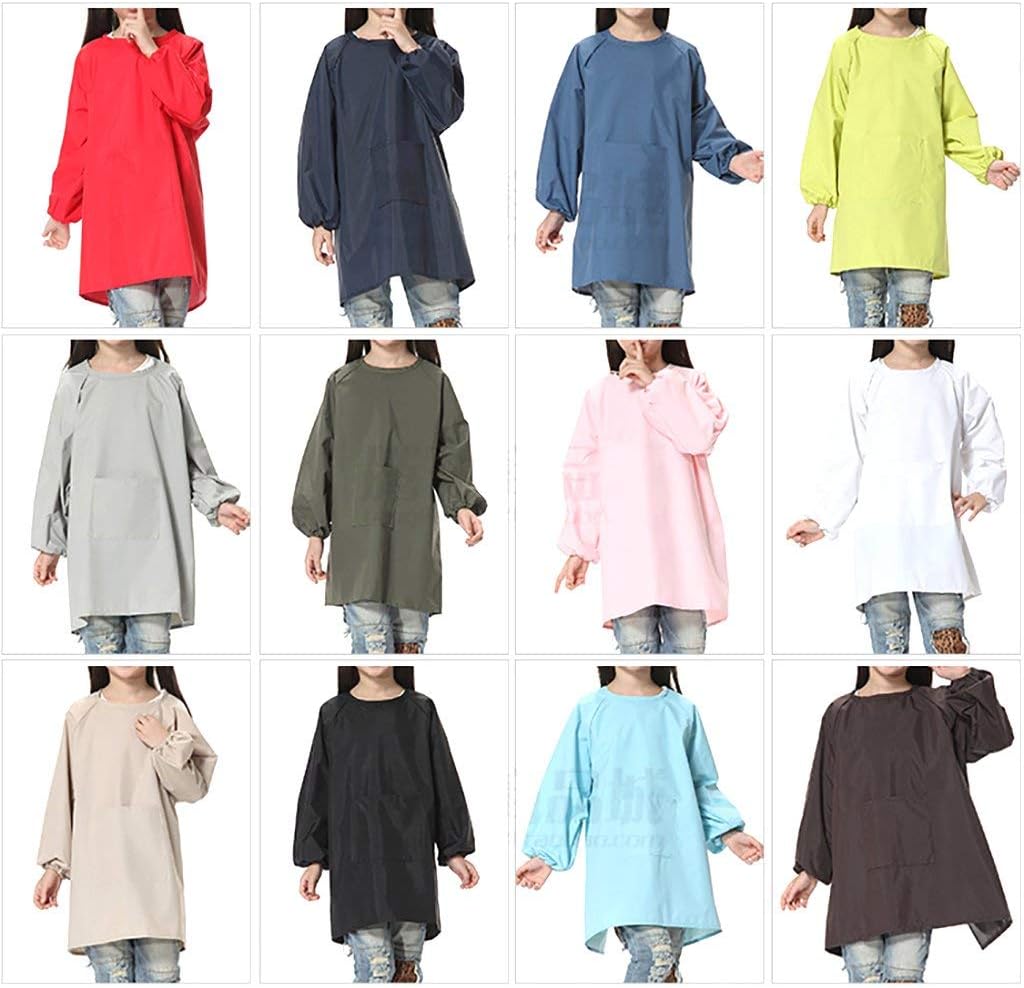 Sanmum Kids Art Smocks, Children Waterproof Artist Painting Aprons with Long Sleeve, Long Sleeve Toddler Apron (Coffee,S) - Image 5