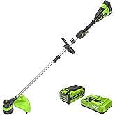 Greenworks 40V 17-Inch Brushless String Trimmer, 8Ah Battery and Rapid Charger Included