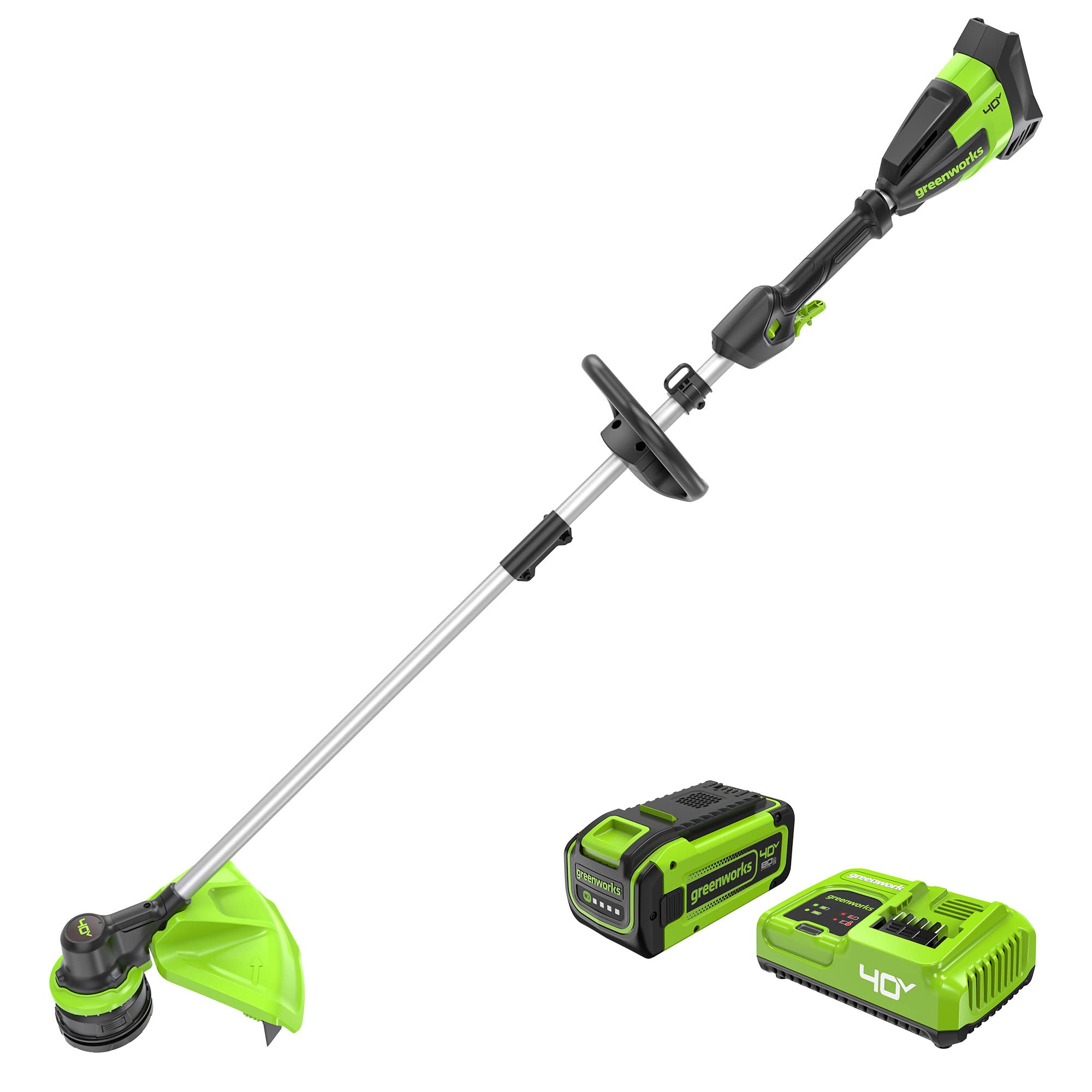 Photo 1 of **NO BATTERY OR CHARGER.**Greenworks 40V 17-Inch Brushless String Trimmer, 8Ah Battery and Rapid Charger Included