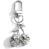 SHTALHST Skull Keychain Goth Keychain for Women Cherry Bag Charm for Keys Purse Handbag Halloween Birthday Christmas