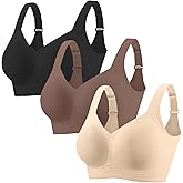 PoseFree Womens Seamless Wireless Supportive Bra Push Up Comfort Soft No Underwire Full Coverage T-Shirt Bra