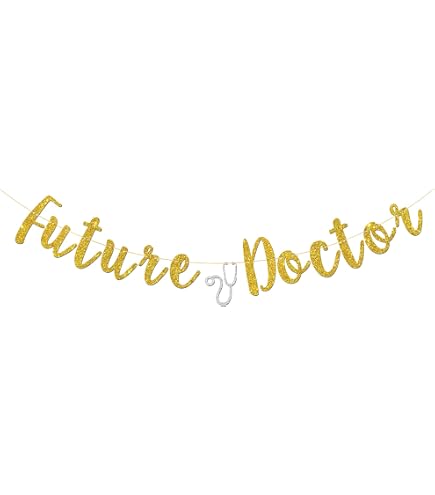 Glitter Future Doctor Banner - Graduation Party Decorations In Black & Gold - View #12