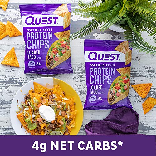 Quest Nutrition Tortilla Style Protein Chips, Loaded Taco, Low Carb, Gluten Free, Baked, 1.1