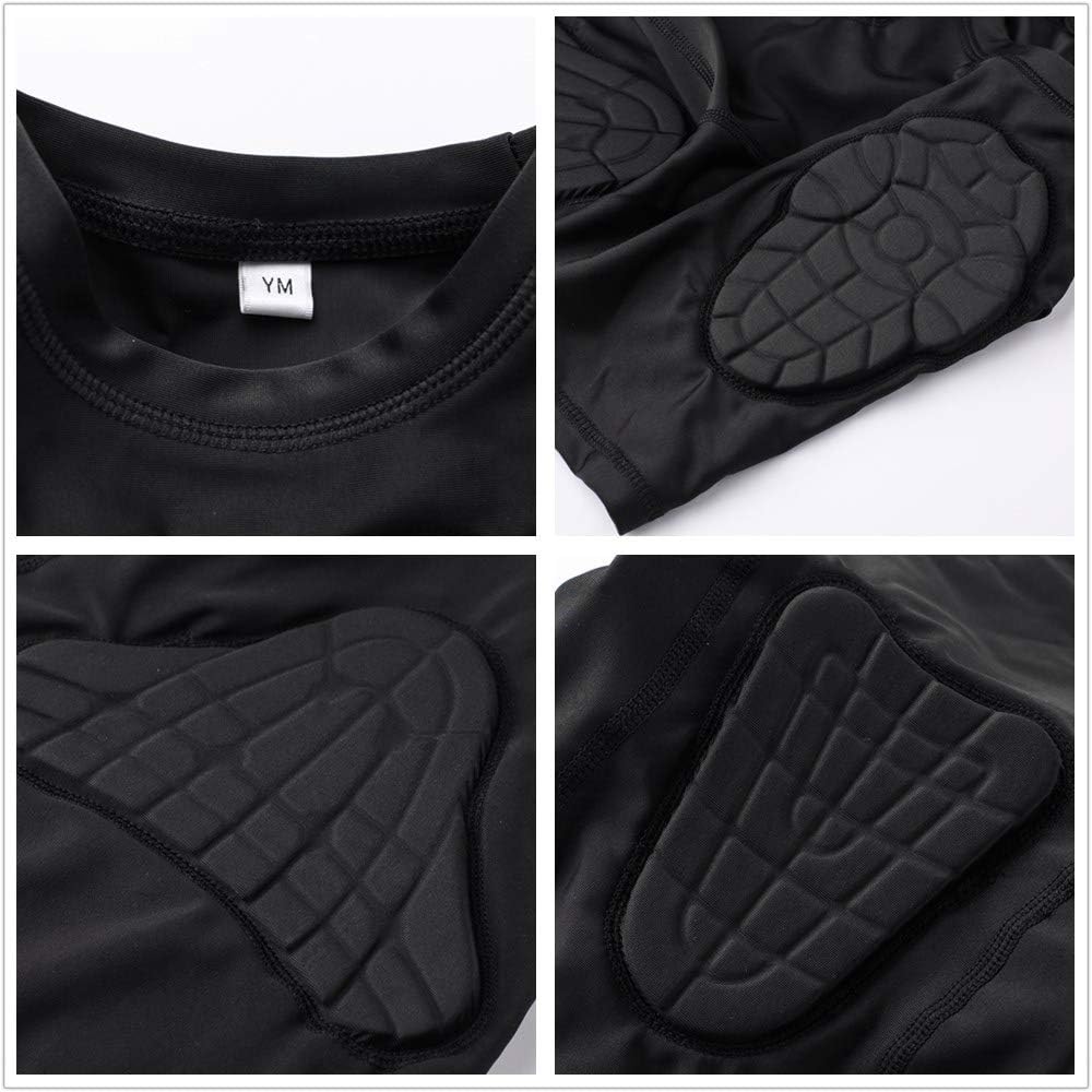 TUOY Kids Youth Padded Compression Shirt - Long Sleeve Padded Protective Shirt for Football Baseball: Clothing