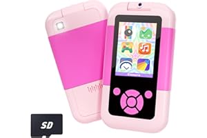 Prysyedawn Kids Phone, Christmas Birthday Gifts for Girls/Boys Age 3-6,Toddler MP3 Music Player with Flip Camera, Alarm Clock Portable Learning Toy for 3 4 5 6 Year Old Girl with SD Card-Pink