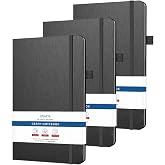 ONAVIA A6 Graph Notebook Hardcover, Work Journal, 160 Pages, Black | 80 Sheets, 3.5 x 5.7 in, 3 Pack Hardcover, Grid Pages, Notebook for Work, Pocket Notebook, School, Work