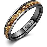 NUNCAD Black Tungsten Ring, Men's Women's Wedding Rings with Citrine/Blue/Amethyst/Galaxy Opal Ring 4mm 8mm Engagement Promise Ring Comfort Fit Size 5-12