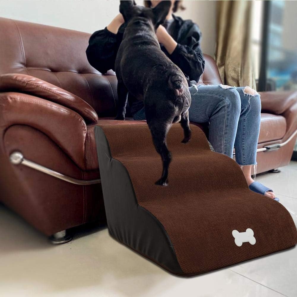 Scaletta Per Cani E Gatti Ioensy - 3 Gradini, Copertura Lavabile, Antiscivolo, Grigio Scuro - Foto 2