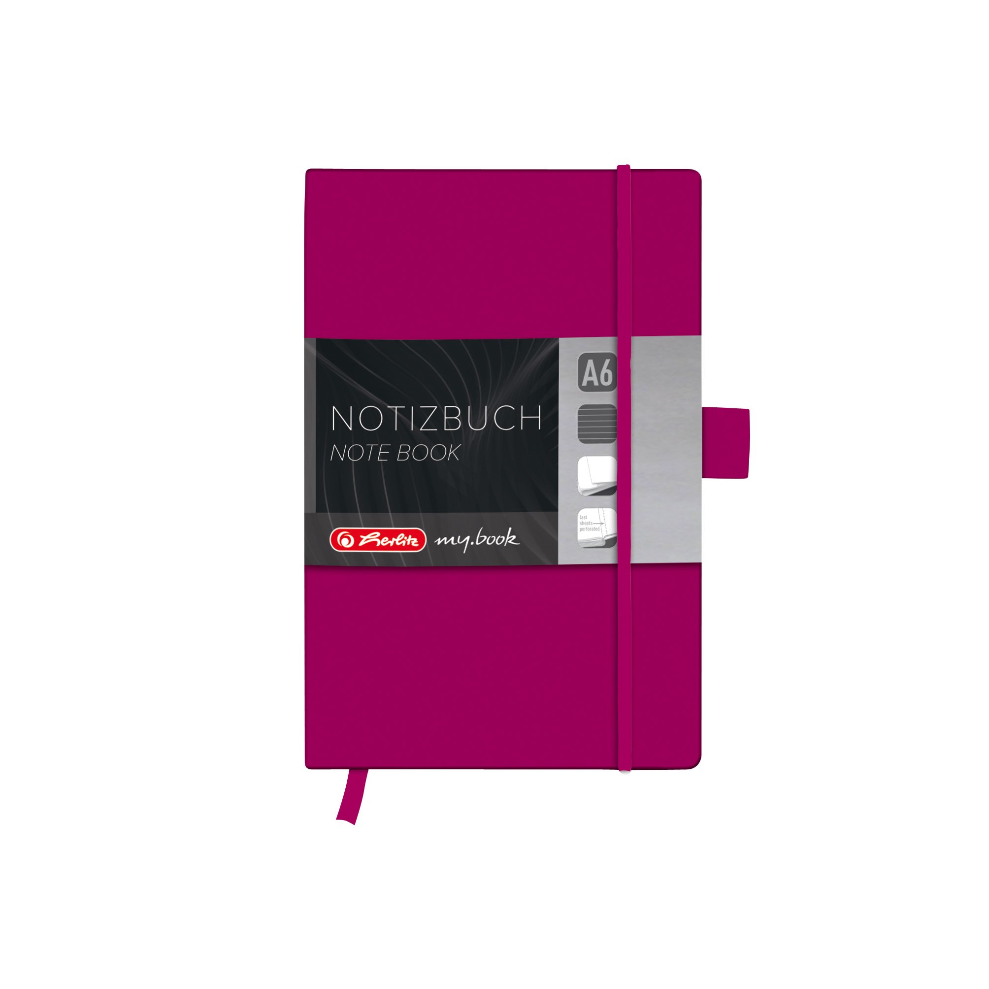 Herlitz A6 Ruled My Book Classic Hardcover Notebook with Book Ribbon and Pen Loop - Berry