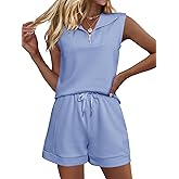 Glamaker Women's Two Piece Short Sets Summer Lounge Sweatsuits Air Essentials Sleeveless Outfits Travel Tracksuit