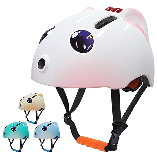 Toddler Kids Bike Helmet - 3D Children Bicycle Helmet for Boys and Girls,Adjustable Lightweight,Age 2-3-4-5-6 for Bicycle Scooter Cycling Skating Size 48-54cm (Pink-White)