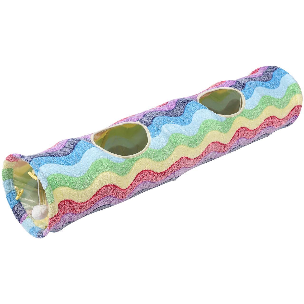UKCOCO Rainbow Cat Tunnel Toy 46 Inch Foldable Indoor Play Tube for Cats Kitten Interactive Tunnel Encouraging Exercise and Exploration