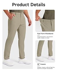 SNOWTEN Mens Golf Pants Classic Fit Stretch Work