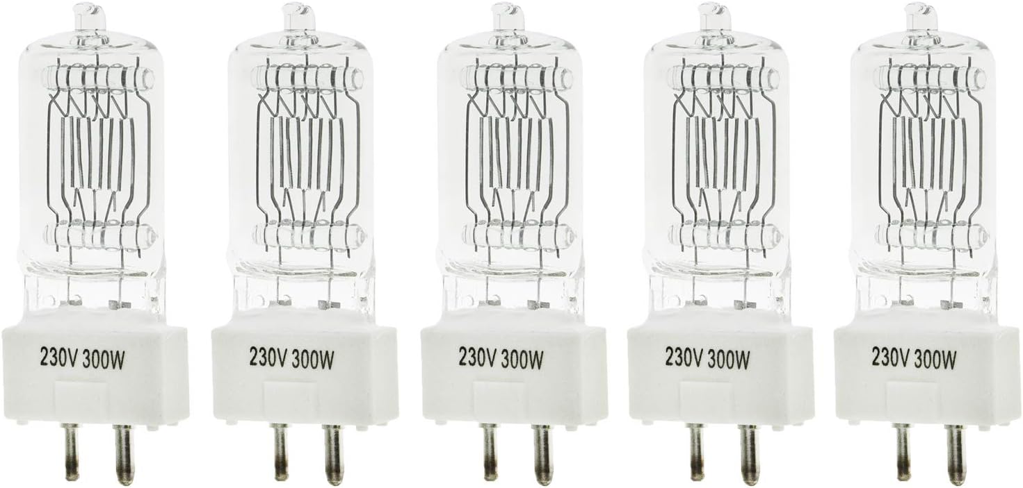 5x300W Bulb for Fresnel Tungsten Spotlight Video Continuous Lighting Professional Spot Light Bulb, 5xBulb