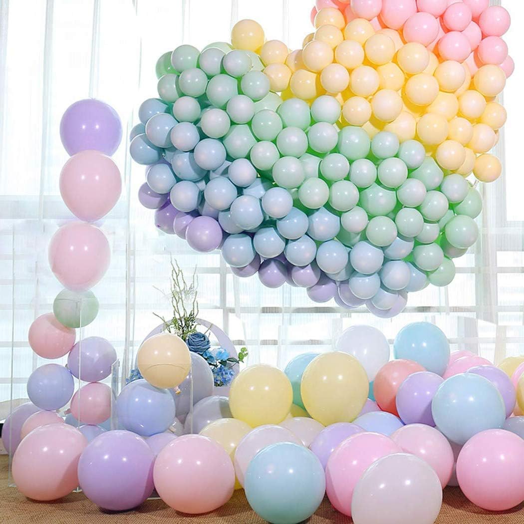 Meowoo Macaron Balloons, 100Pcs Coloured Latex Balloons Party Decorations Perfect for Wedding Birthday Graduation Party (10 colored)