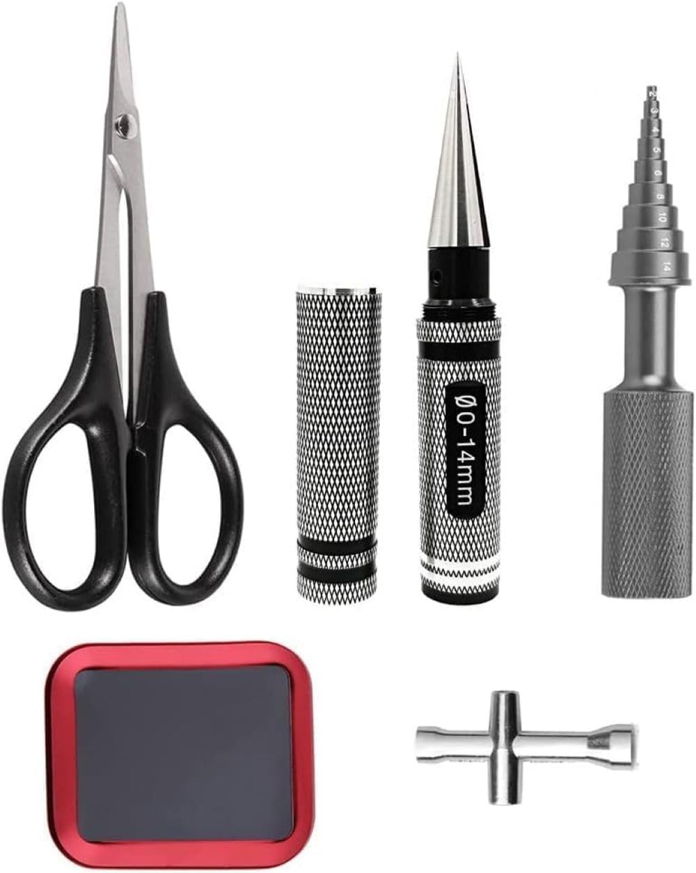 RC Repair Tools 0-14 mm Hole Punch Reamer Impact Cross Wrench Body Reamer Straight Scissors Set Magnetic Tray for RC Car Ship Planes