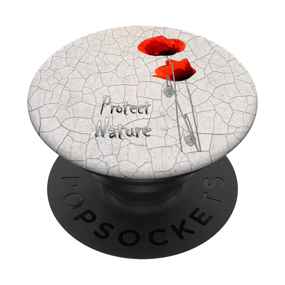 Red Poppy and Bee | Protect Nature PopSockets Swappable PopGrip