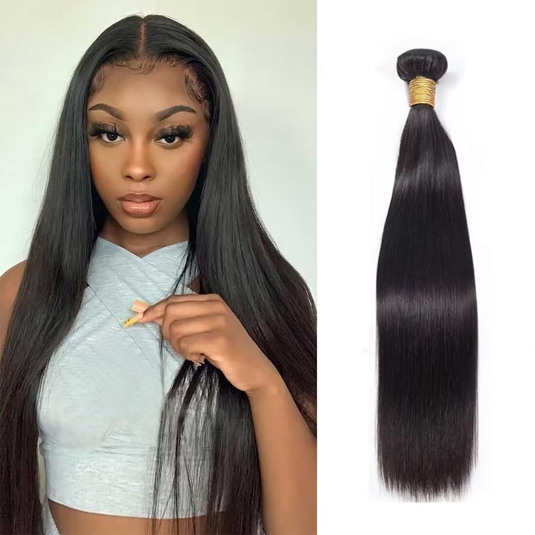 Human Hair Bundles 12A Brazilian Straight Human Hair Bundles 100% Unprocessed Virgin Weave one Bundles Human Hair Double Weft Hair Bundles Natural Color 22 Inch
