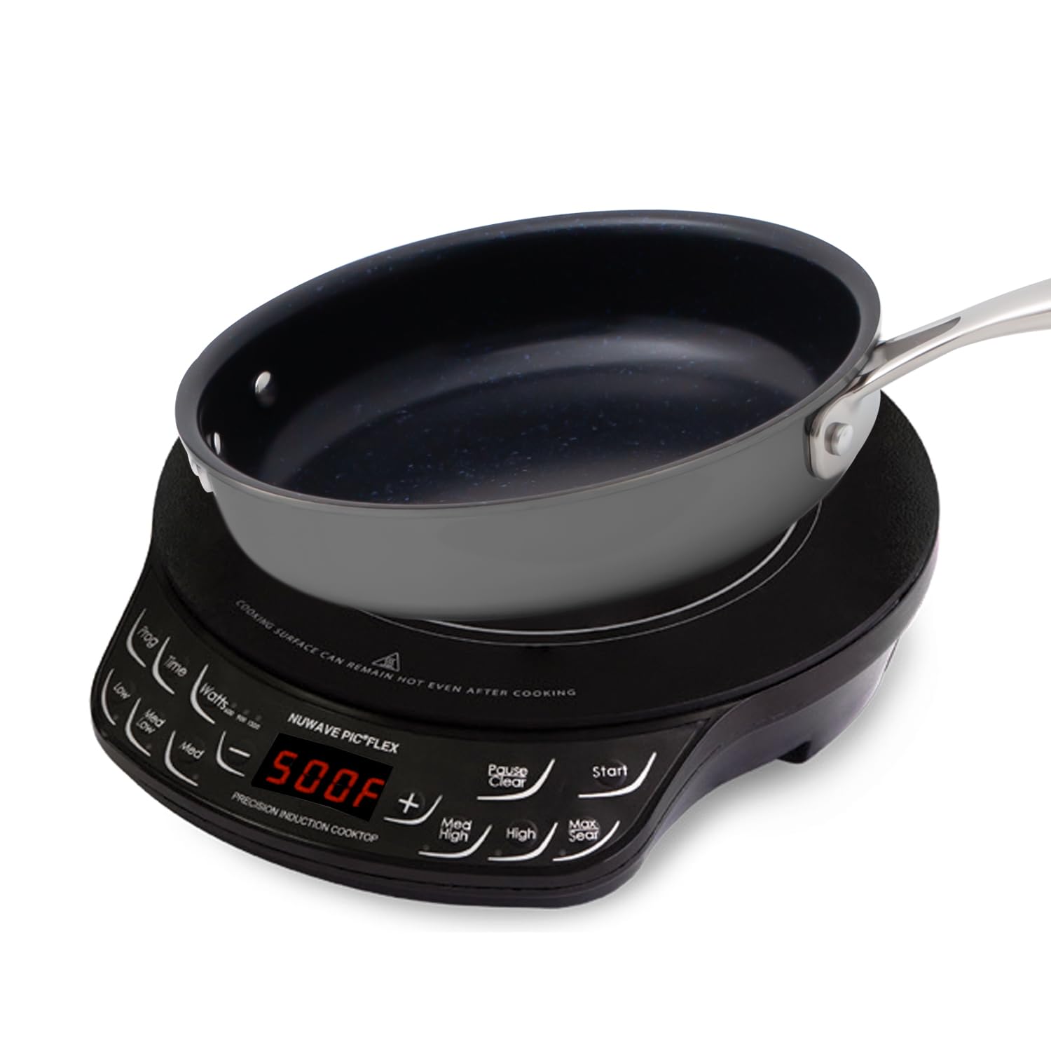 Photo 1 of NUWAVE Flex Precision Induction Cooktop, 10.25” Shatter-Proof Ceramic Glass, 6.5” Heating Coil, 45 Temps from 100°F to 500°F, 3 Wattage Settings 600, 900 & 1300 Watts, 9” Duralon Ceramic Pan Included